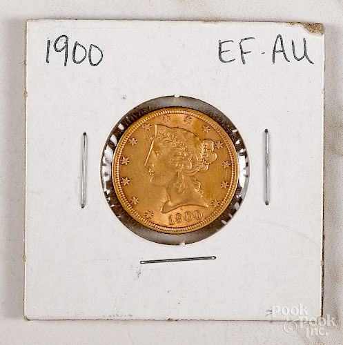 1900 Liberty Head five dollar gold coin