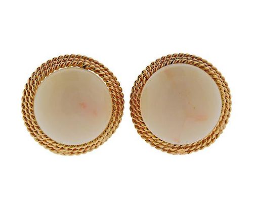 1960s 14k Gold Coral Earrings 