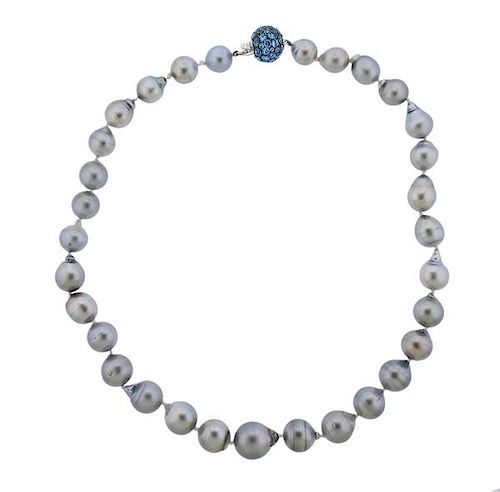 Laura Munder 18K Gold Pearl Blue Topaz Necklace