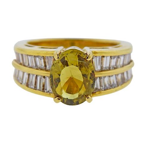 18K Gold Diamond Chrysoberyl Ring