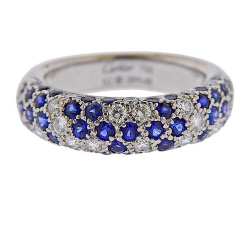 Cartier Mimi 18k Gold Diamond Sapphire Ring 