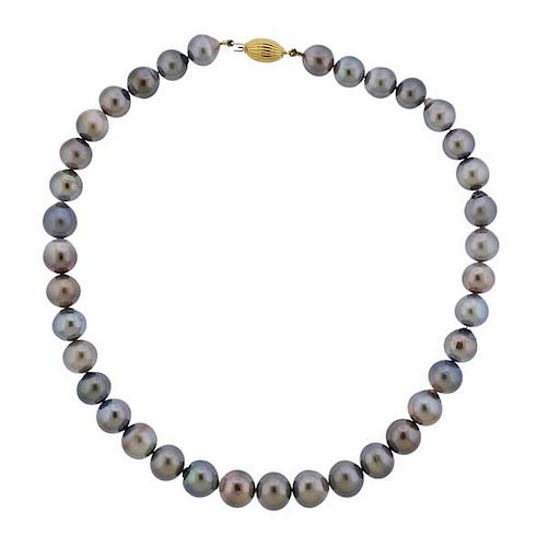 18k Gold Tahitian Pearl Necklace 