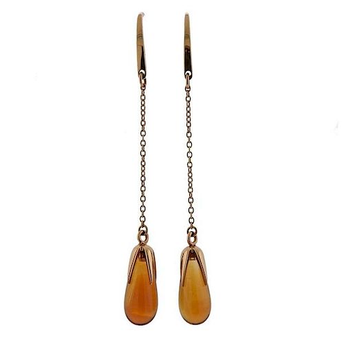 Pomellato Veleno 18k Gold Madeira Quartz Drop Earrings