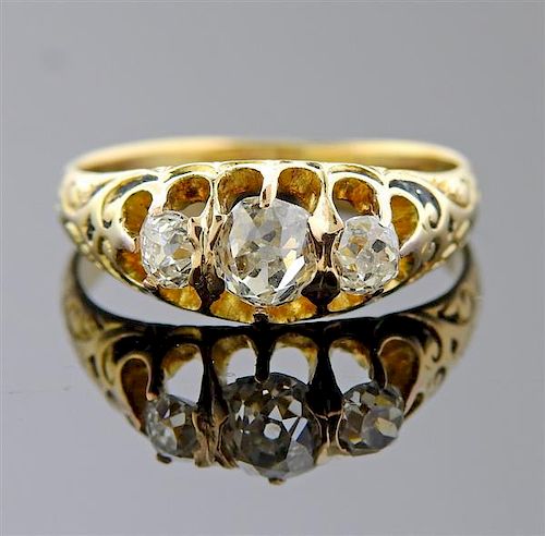 Antique 14k Gold Old Mine Diamond Ring 