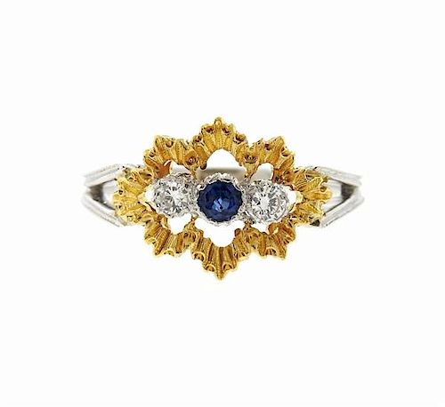 Buccellati 18k Gold Diamond Sapphire Ring