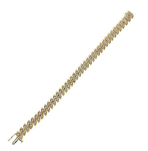  Gold  4.20ctw Diamond Bracelet 