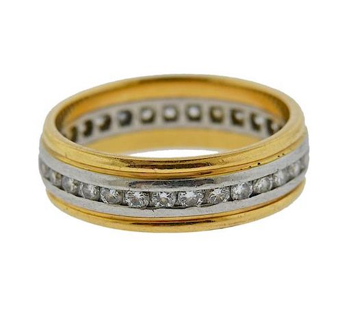 Antique 18k Gold Platinum Diamond Wedding Band Ring 