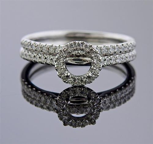 Platinum Diamond Bridal Ring Setting Set 