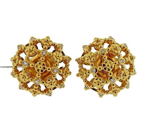 Temple St. Clair Diamond 18k Gold Fiori Earrings