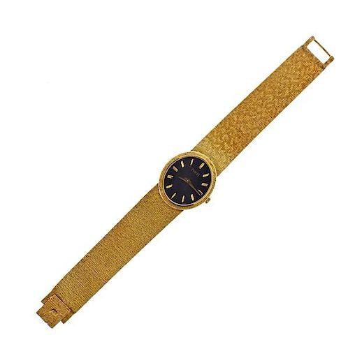 Piaget 18k Gold Black Dial Manual Watch 