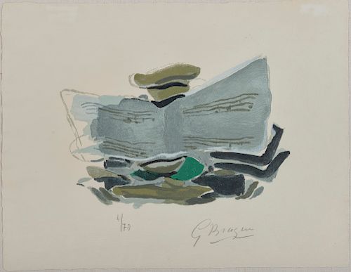 GEORGES BRAQUE, (French, 1882-1963), Oiseau vert sur fond brun, from Si je mourais là-bas