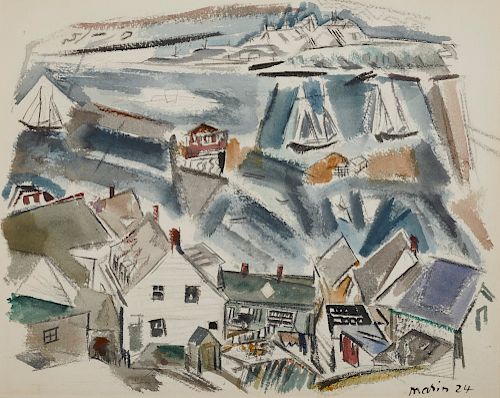 JOHN MARIN, (American, 1870-1953), Stonington Harbor, Deer Isle, Maine, 1924
