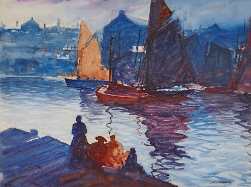 JOHN WHORF, (American, 1903-1959), View of Boston Harbor