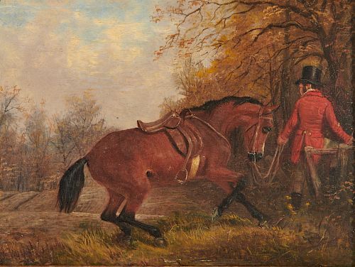 Attributed to BENJAMIN HERRING, JR., (English, 1830-1871), Two Fox Hunting Scenes