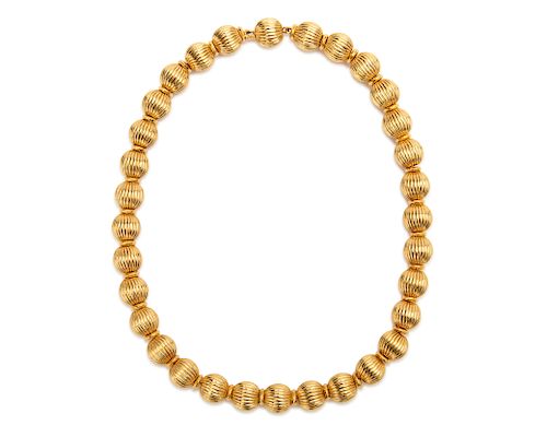 18K Gold Bead Necklace