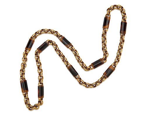 14K Gold and Tiger's Eye Necklace