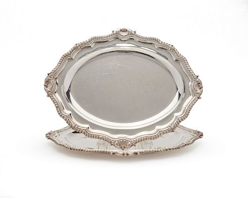 Pair of Georgian Silver Oval Platters