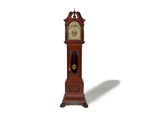 BIGELOW, KENNARD & CO. Chippendale Style Carved Mahogany Tall Case Clock, Boston
