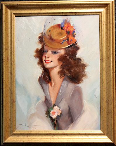 French School, Signed 20th C. Portrait of a Woman