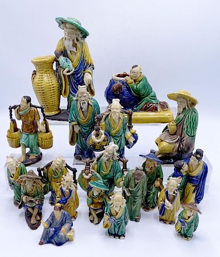 LARGE LOT CHINESE MUD FIGURES