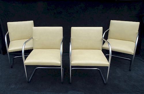 SET 4 KNOLL LEATHER BRUNO CHAIRS 