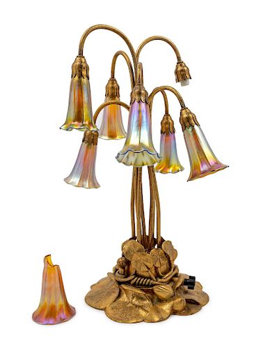 Tiffany Studios
American, Early 20th Century
Seven Light Lily Table Lamp
