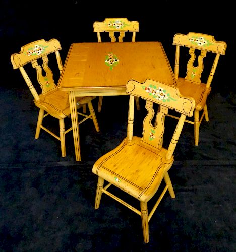 C. 1964 EBERSON CHILDS TABLE & 4 CHAIRS