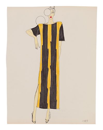 Kip Taylor for Geoffrey Beene Fashion Illustration, c.1970
