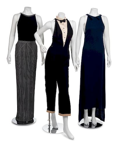 Two Geoffrey Beene Dresses and One Tuxedo Jumpsuit, Spring 1993