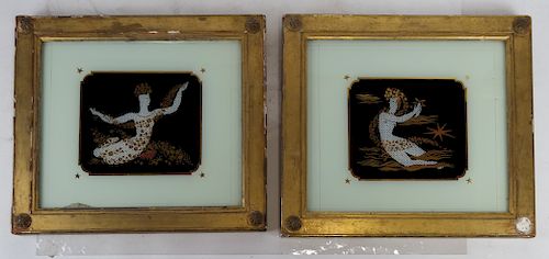 Pair Reverse Pictures on Glass, Women
