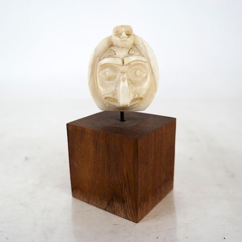 Indian Miniature Head on Wood Plinth
