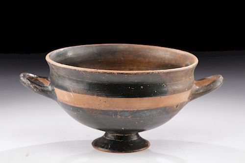 Greek Ionian Pottery Kylix w/ Glazed Details