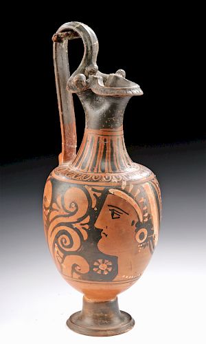 Greek Apulian Red-Figure Trefoil Oinochoe w/ Maskettes