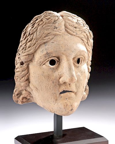 Expressive Roman Terracotta Actor's Mask of Female