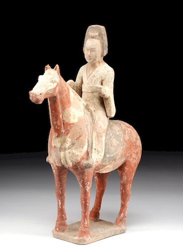 Tang Pottery Horse & Female Rider - ex Christie's
