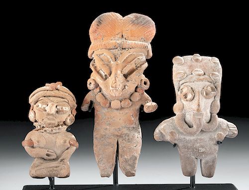 Lot of 3 Chupicuaro Pottery Figures - Pretty Ladies