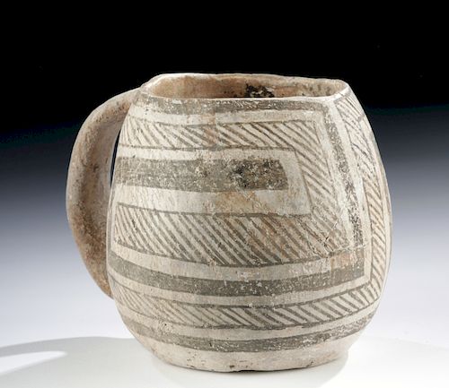 Anasazi Mesa Verde Pottery Black-on-White Mug w/ Handle