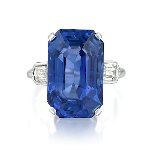 16.15-Carat Ceylon Unheated Sapphire and Diamond Ring