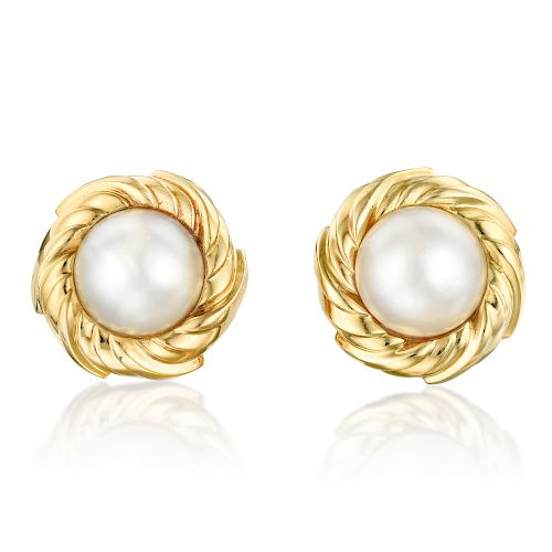 Cultured Mabe Pearl Earrings