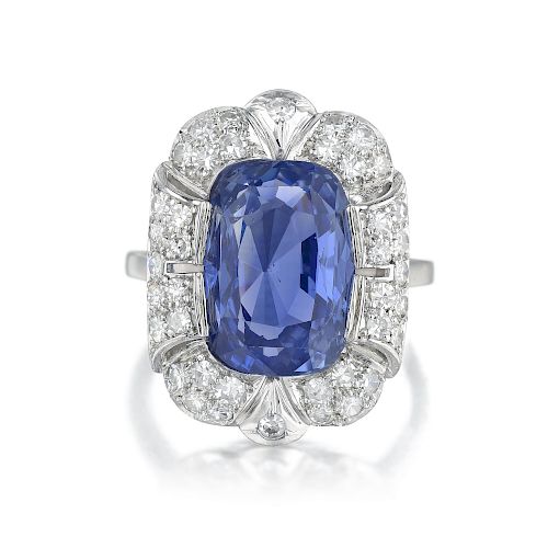 Ceylon Unheated Sapphire and Diamond Ring