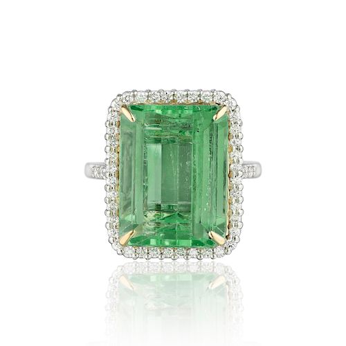 12.04-Carat Colombian Emerald and Diamond Ring