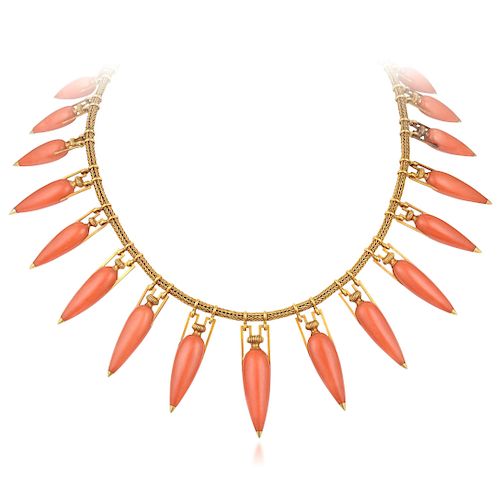 Victorian Etruscan Revival Coral Necklace