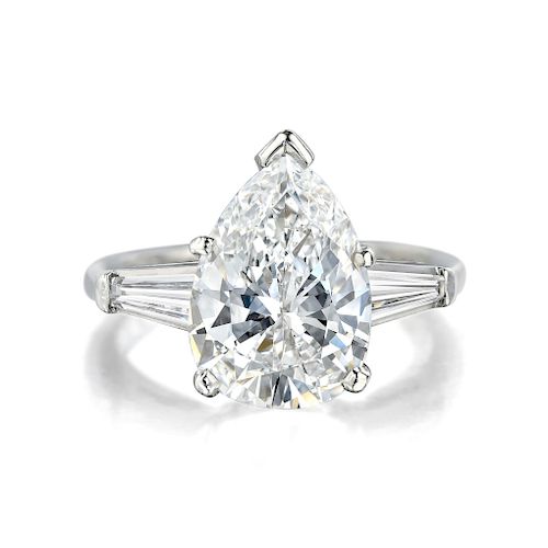 3.14-Carat Pear-Shaped Diamond Ring
