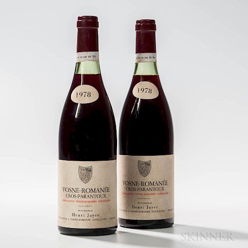 H. Jayer Vosne Romanee Cros Parantoux 1978, 2 bottles
