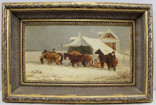 KAMIENSKI, A. Signed 19th C. Oil on Panel. Russian