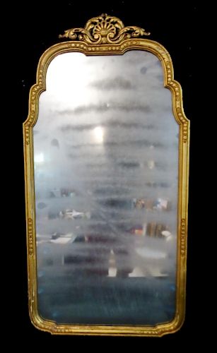 GILT FRAME MIRROR WITH CLAM SHELL TOP