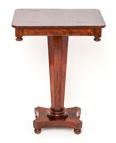 Empire Style Mahogany Pedestal Side Table