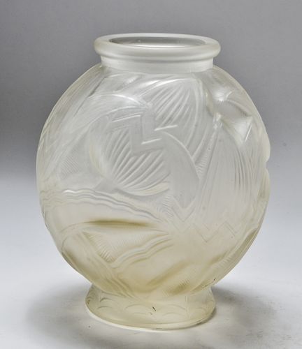 Lalique Art Deco Frosted Art Glass Vase