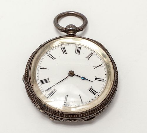 English Sterling Silver Open-Face Pocket Watch