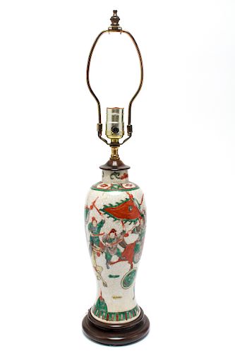 Chinese Famille Verte Porcelain Table Lamp
